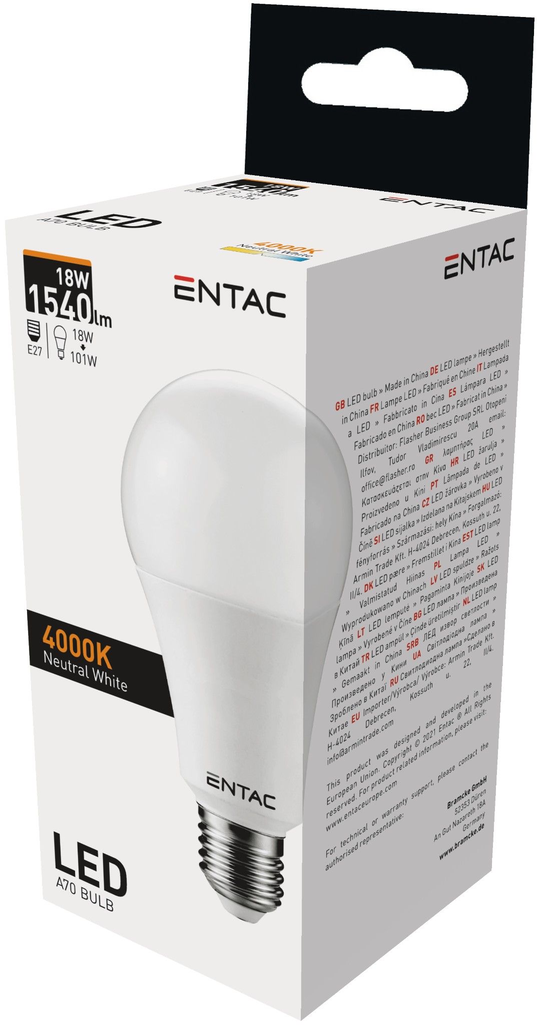 Entac LED Globe E27 18W NW 4000k izzó termék fő termékképe