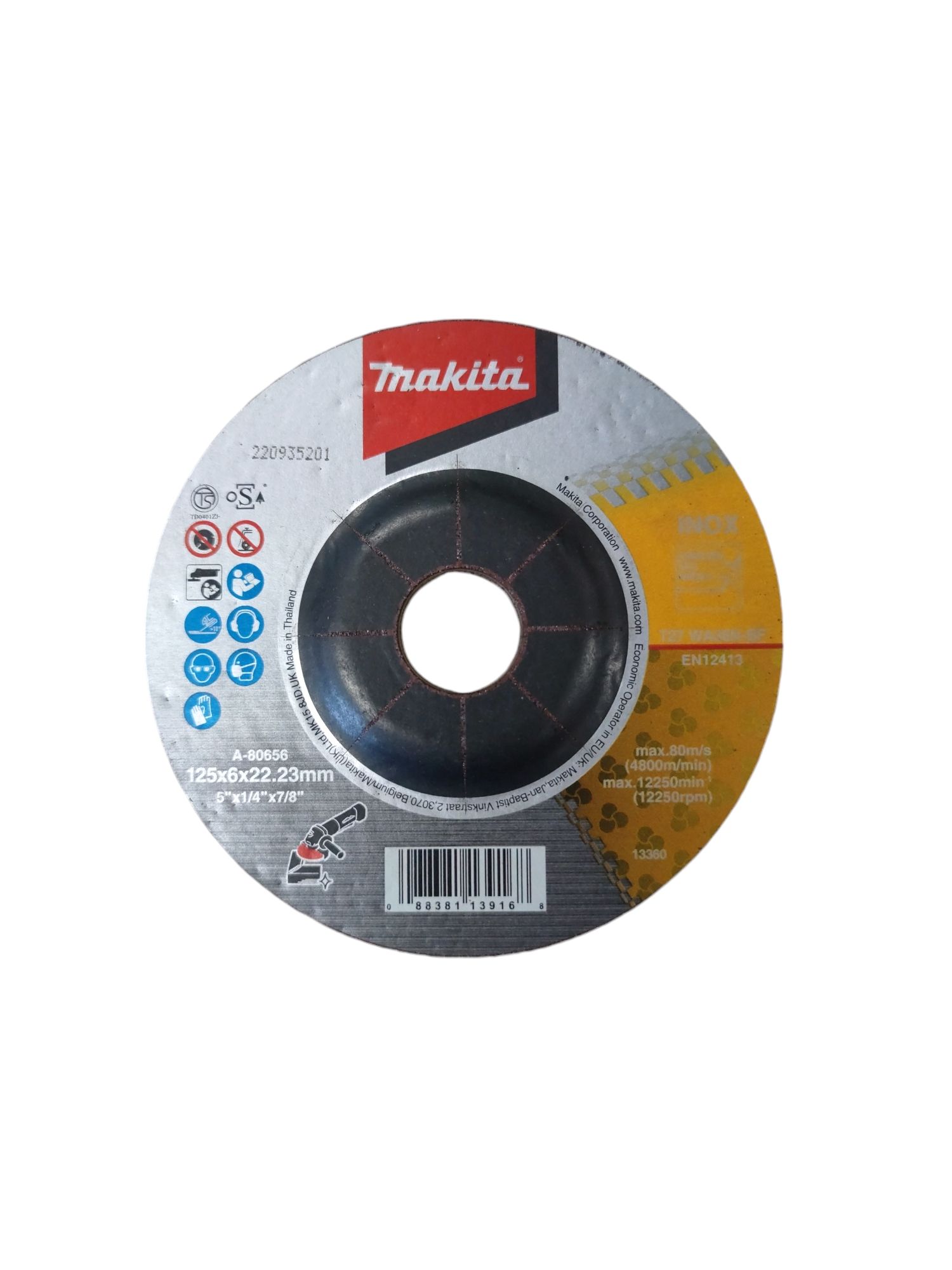 Makita T2 csiszolótárcsa INOX 125X6mm A-80656 termék fő termékképe