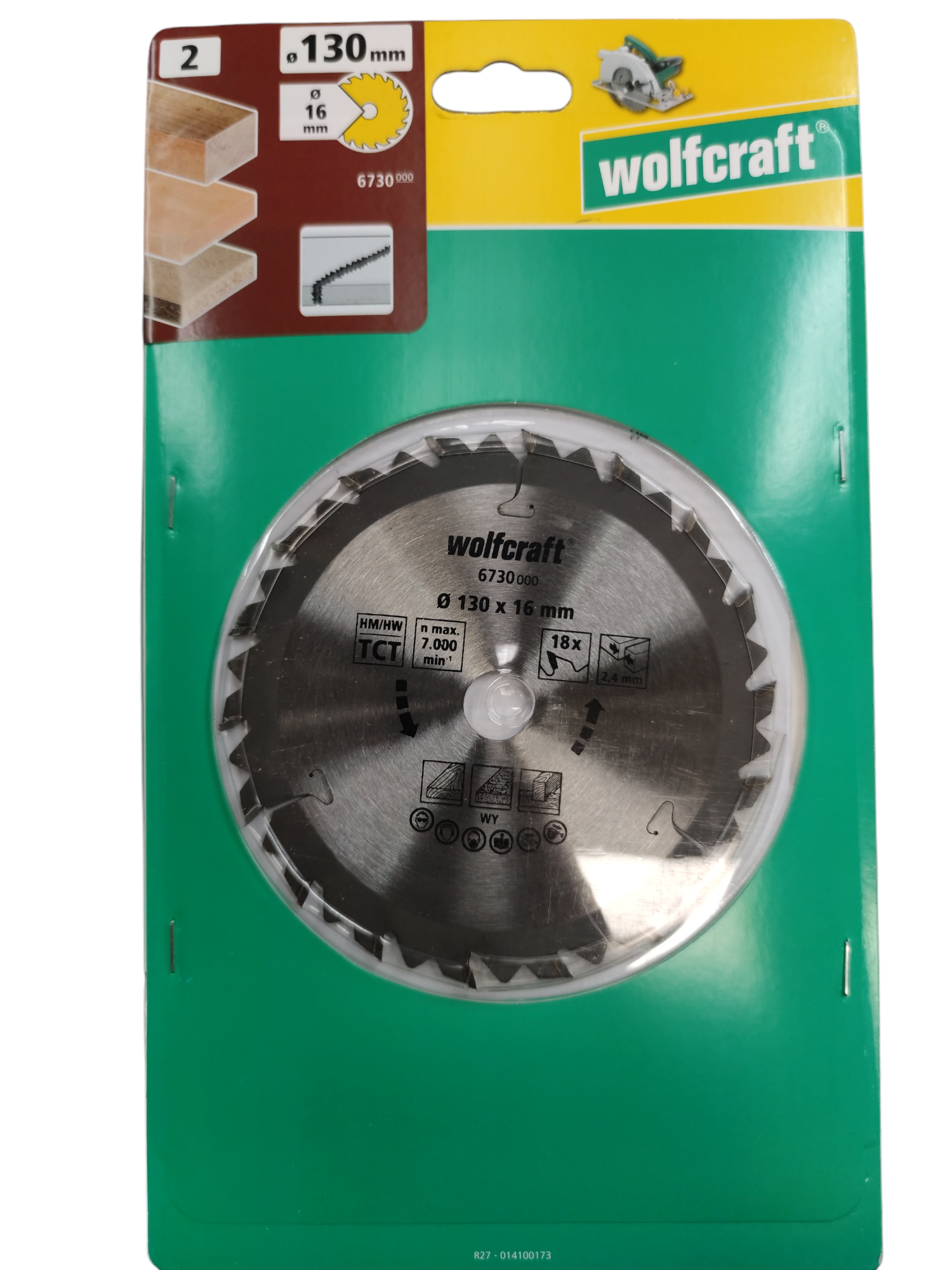 Wolfcraft Kézi körfűrészlap HM Z18 130x2,4x16mm  1203742 termék fő termékképe