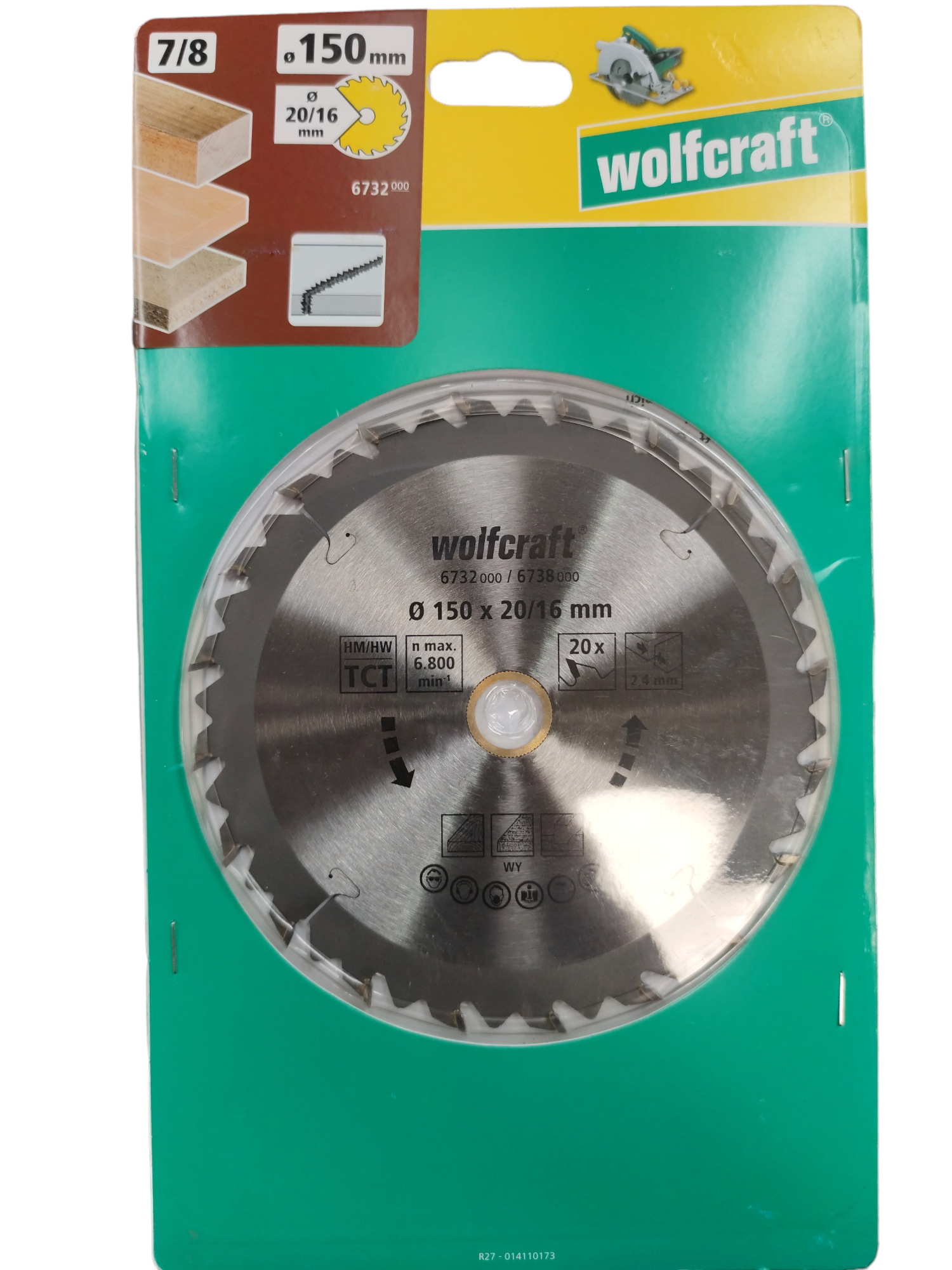Wolfcraft Kézi körfűrészlap HM Z20 150x2,4x20mm,változó fogazás 1203745 termék fő termékképe