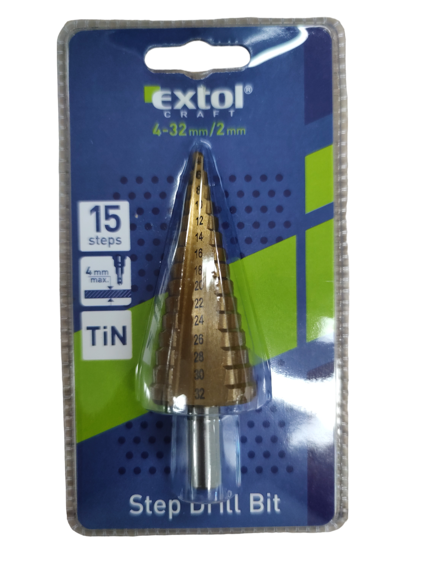Extol Craft Lépcsős fémfúró,15 lépcsős(4-32mm,2mm lépcsők) 20055 termék fő termékképe