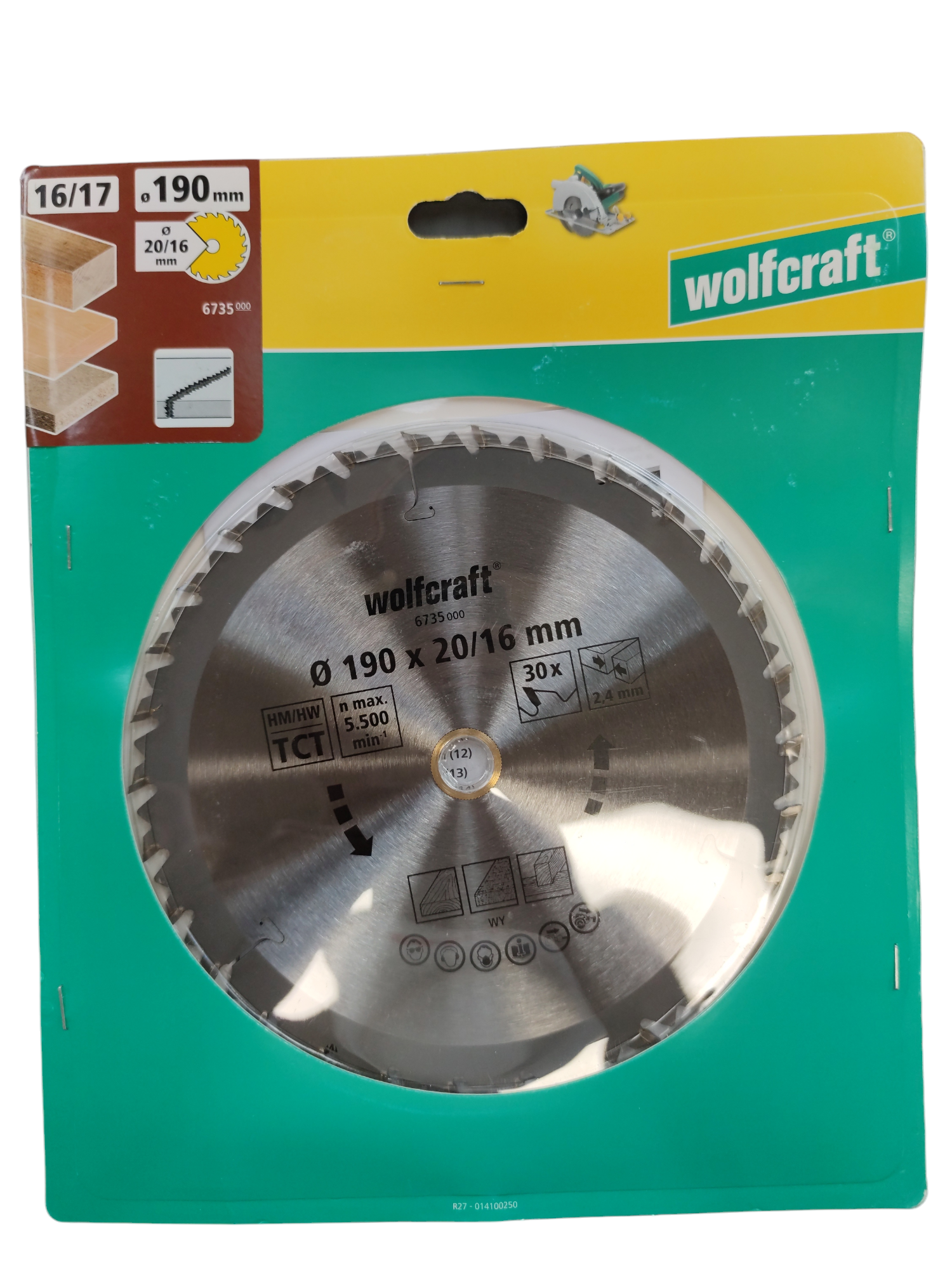 Wolfcraft Kézi körfűrészlap HM Z30 190x2,4x16 1203749 termék fő termékképe