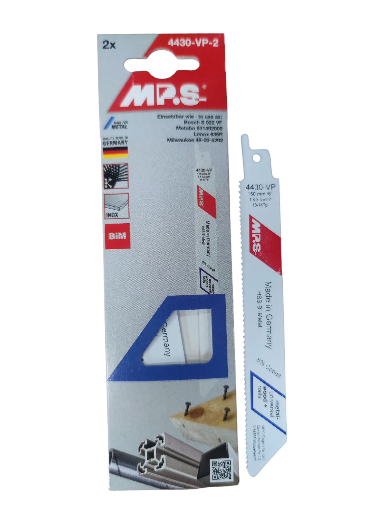 MPS orrfűrészlap BIM./inox 150/130mm 2db/csomag.  1304856 termék fő termékképe