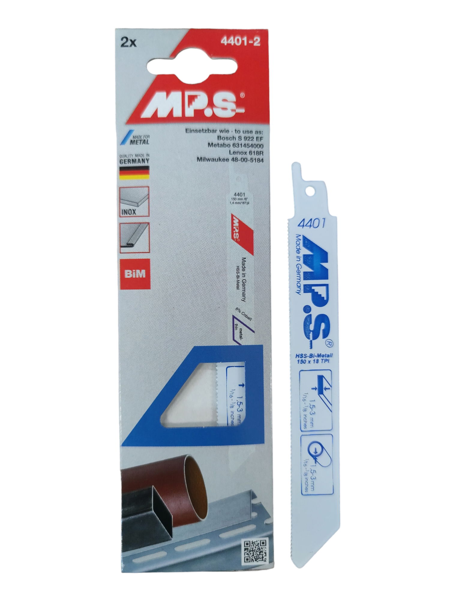 MPS orrfűrészlap INOX/BIM. 2db/csomag 150/130mm 1304852 termék fő termékképe