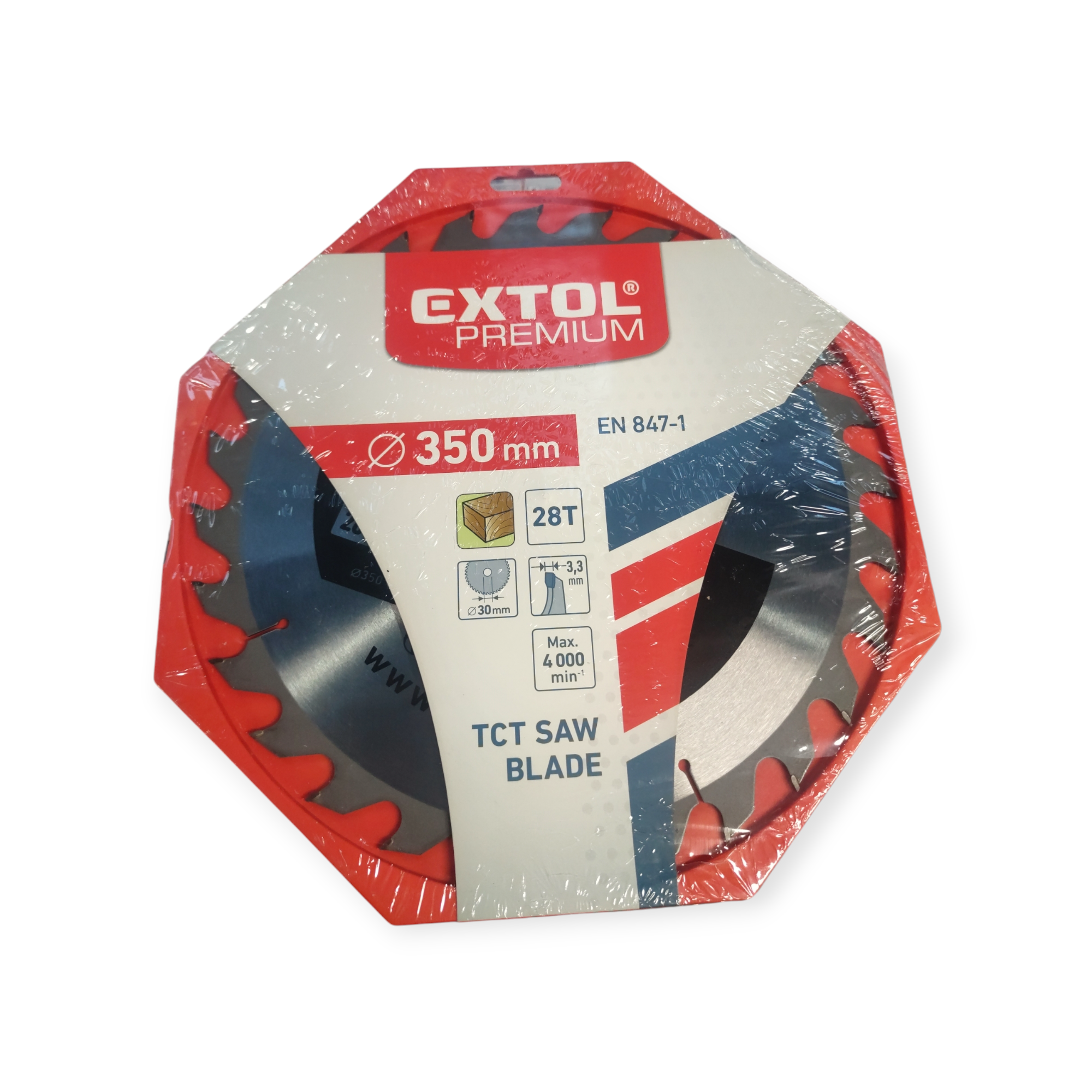 Extol Premium Körfűrészlap, keményfémlapkás, 350×30mm(lyuk átm), T28; 3,5mm lapkaszélesség - 8803250 termék fő termékképe