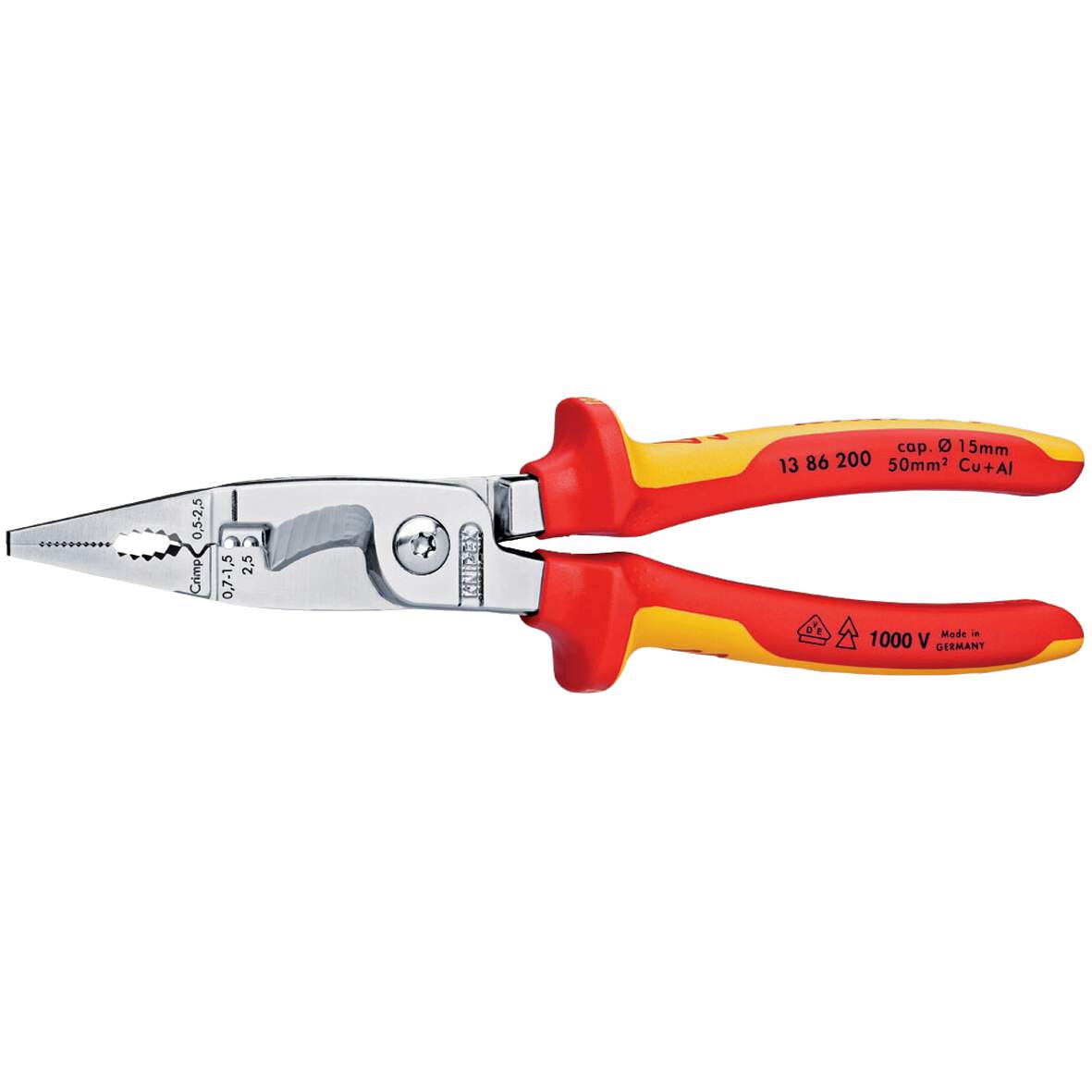 Knipex Villanyszerelő fogó, VDE nyitórugó nélkül, 200mm 1205140 termék fő termékképe