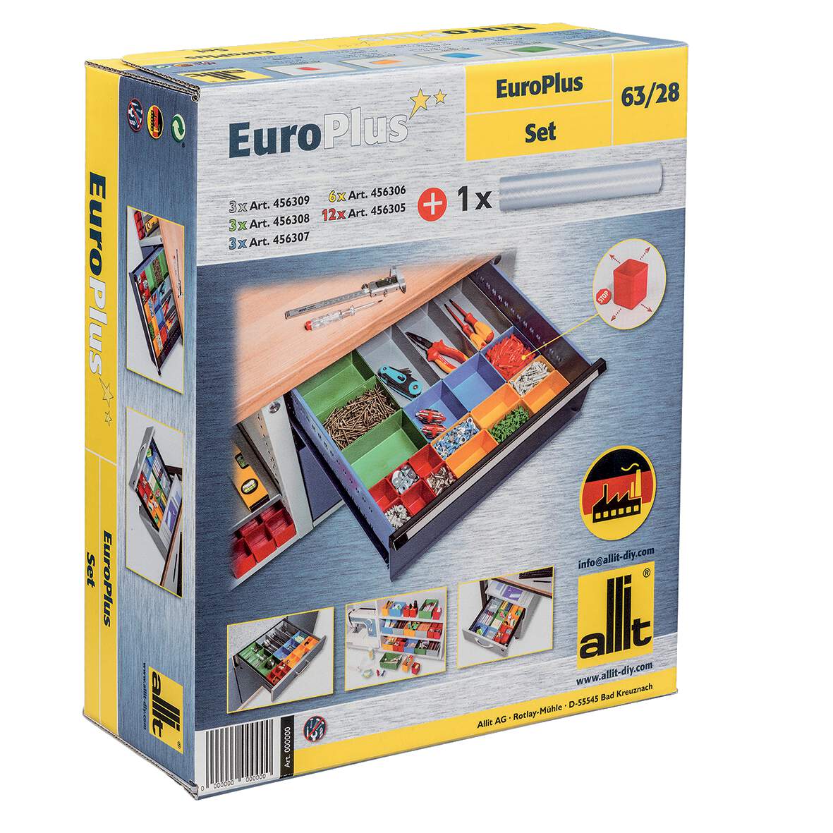 Allit Euro Plus fiók klt. 63/22 405x335x140mm 1234812 termék fő termékképe