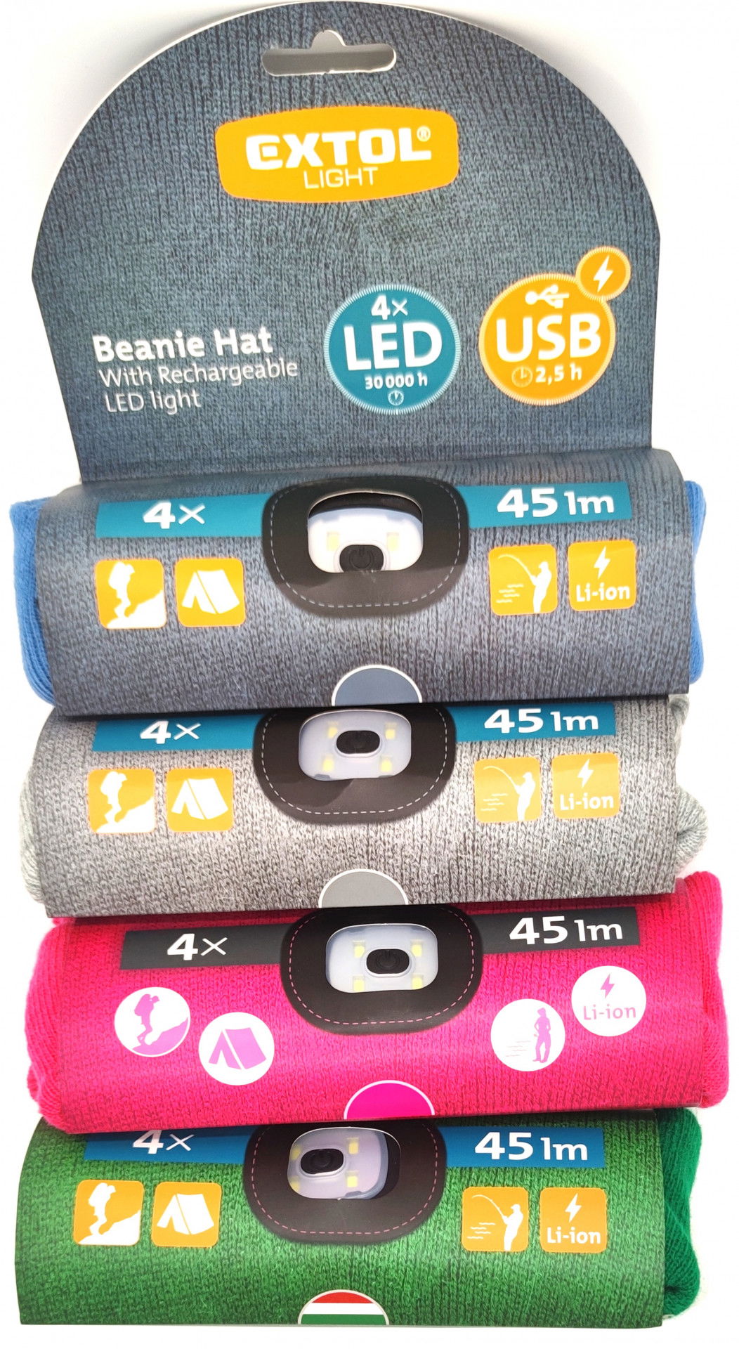 Extol Light kötött sapka, LED lámpával, USB töltés termék fő termékképe