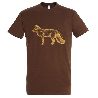 Top póló róka mintával kereknyakú barna termék fő termékképe