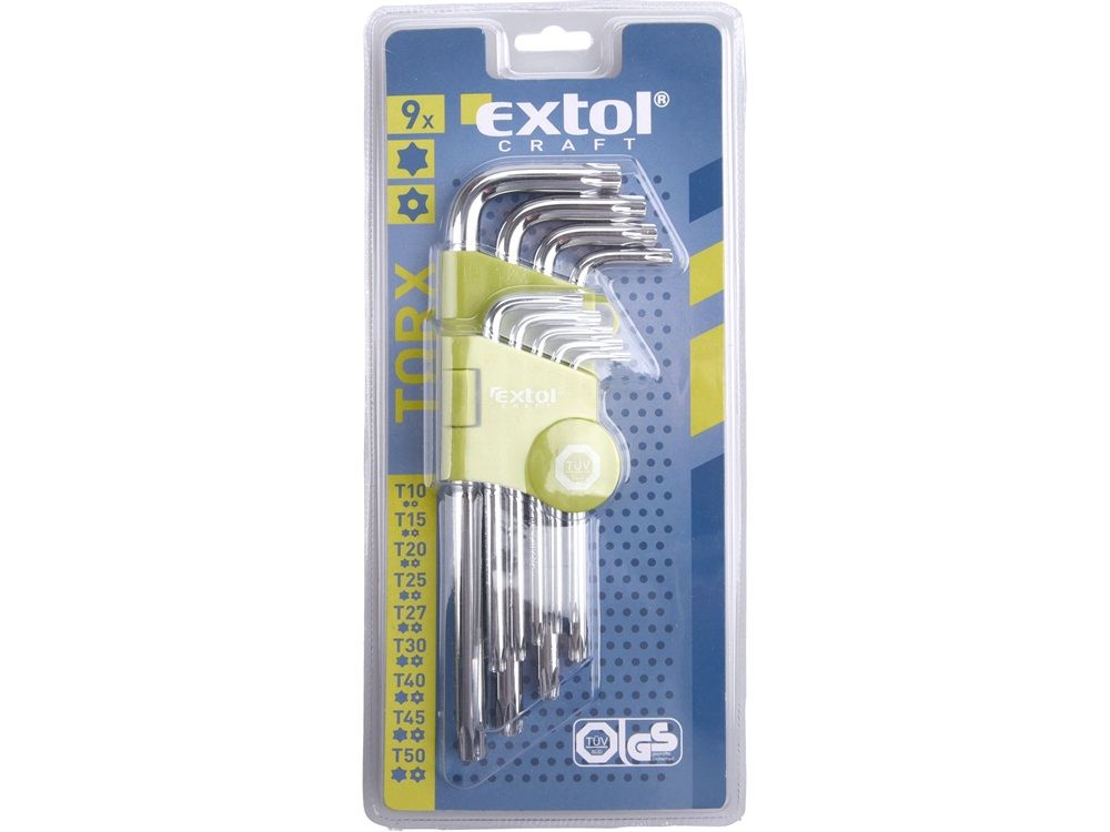 Extol Craft Torx kulcs klt. Cr40. 9db/csomag , egyik vége lyukas termék fő termékképe
