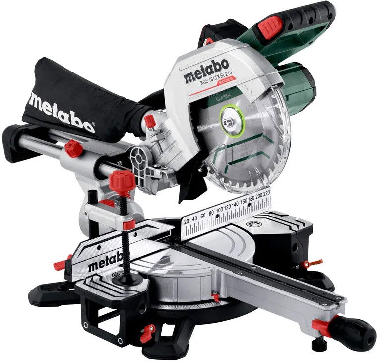 METABO KGS 18 LTX BL 216 akkus fejező- és gérvágó fűrész (2 x 5.2 Ah Li-Power akkuval, kartonban) termék fő termékképe